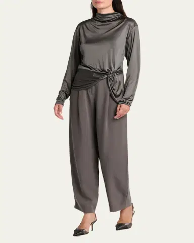 Giorgio Armani Asymmetric Draped Shiny Viscose Top | Thumbnail 2 Giorgio Armani Asymmetric Draped Shiny Viscose Top | Thumbnail 2