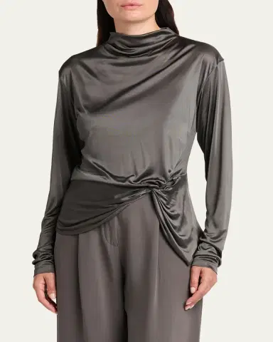 Giorgio Armani Asymmetric Draped Shiny Viscose Top | Thumbnail 4 Giorgio Armani Asymmetric Draped Shiny Viscose Top | Thumbnail 4