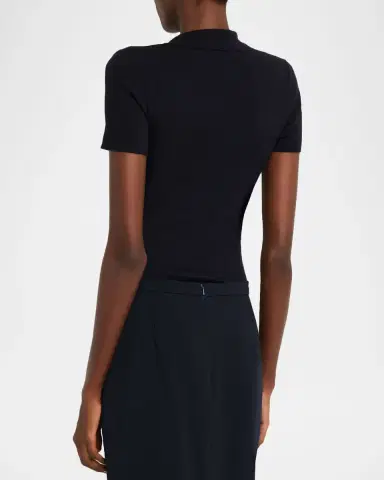 Max Mara Rib-Knit Wool Polo Shirt | Thumbnail 3 Max Mara Rib-Knit Wool Polo Shirt | Thumbnail 3
