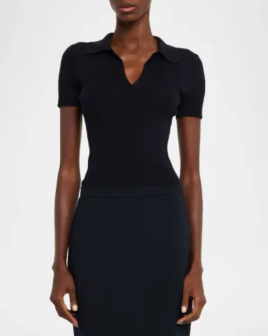 Max Mara Rib-Knit Wool Polo Shirt | Thumbnail 4 Max Mara Rib-Knit Wool Polo Shirt | Thumbnail 4