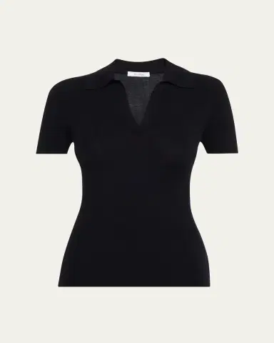 Max Mara Rib-Knit Wool Polo Shirt | Thumbnail 6 Max Mara Rib-Knit Wool Polo Shirt | Thumbnail 6