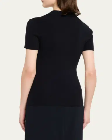 Max Mara Rib-Knit Wool Polo Shirt | Thumbnail 8 Max Mara Rib-Knit Wool Polo Shirt | Thumbnail 8