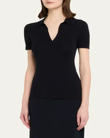 Max Mara Rib-Knit Wool Polo Shirt | Thumbnail 9 Max Mara Rib-Knit Wool Polo Shirt | Thumbnail 9