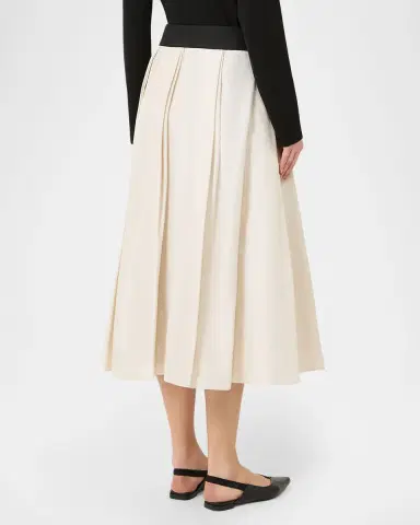 Max Mara Baschi Waist-Sash Pleated Taffeta Midi Skirt | Thumbnail 3 Max Mara Baschi Waist-Sash Pleated Taffeta Midi Skirt | Thumbnail 3