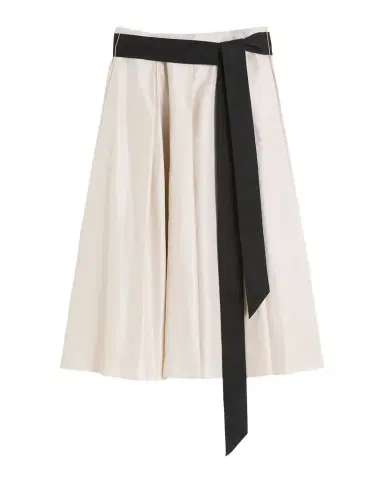 Max Mara Baschi Waist-Sash Pleated Taffeta Midi Skirt | Thumbnail 1 Max Mara Baschi Waist-Sash Pleated Taffeta Midi Skirt | Thumbnail 1