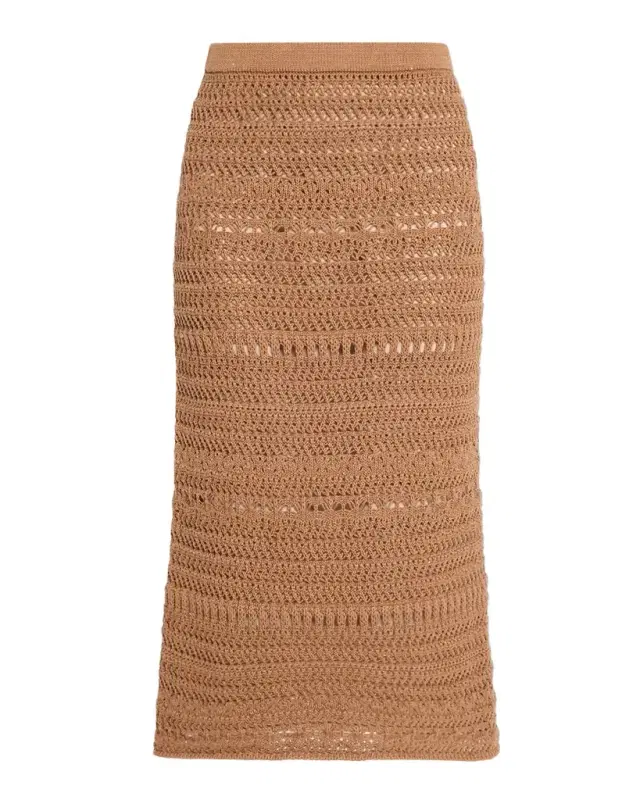 Straight Open-Stitch Sequin Knit Midi Skirt Straight Open-Stitch Sequin Knit Midi Skirt