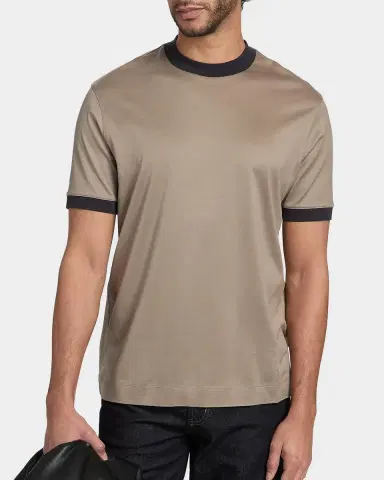 Emporio Armani Men 's Lyocell and Cotton Contrast-Trim Crewneck T-Shirt | Thumbnail 3 Emporio Armani Men 's Lyocell and Cotton Contrast-Trim Crewneck T-Shirt | Thumbnail 3