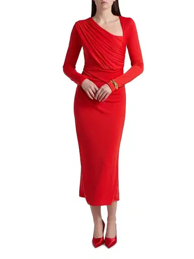Cinq à Sept Women's Jalyn Draped Jersey Midi-Dress - Bisou | Thumbnail 2 Cinq à Sept Women's Jalyn Draped Jersey Midi-Dress - Bisou | Thumbnail 2