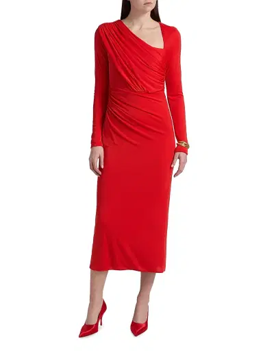 Cinq à Sept Women's Jalyn Draped Jersey Midi-Dress - Bisou | Thumbnail 3 Cinq à Sept Women's Jalyn Draped Jersey Midi-Dress - Bisou | Thumbnail 3