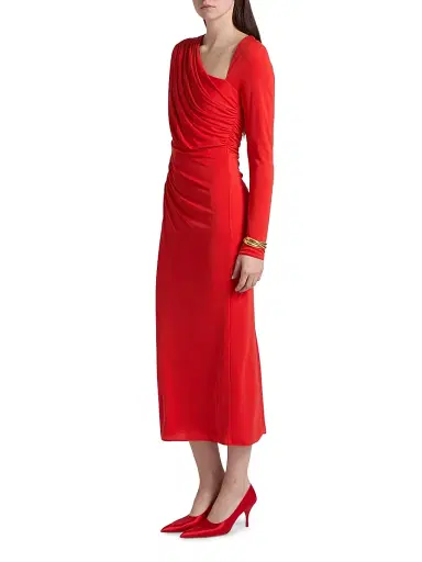 Cinq à Sept Women's Jalyn Draped Jersey Midi-Dress - Bisou | Thumbnail 4 Cinq à Sept Women's Jalyn Draped Jersey Midi-Dress - Bisou | Thumbnail 4