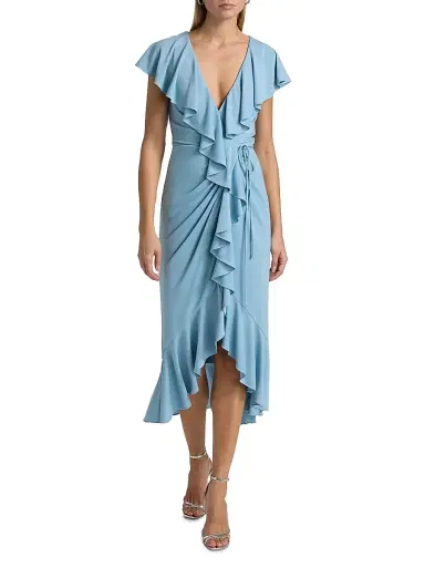 Cinq à Sept Women's Malak Ruffle Wrap Dress - Bluebell | Thumbnail 2 Cinq à Sept Women's Malak Ruffle Wrap Dress - Bluebell | Thumbnail 2