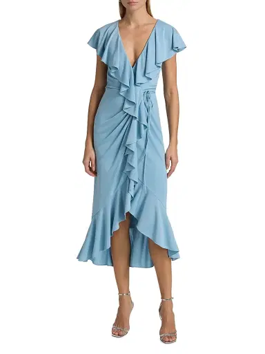 Cinq à Sept Women's Malak Ruffle Wrap Dress - Bluebell | Thumbnail 3 Cinq à Sept Women's Malak Ruffle Wrap Dress - Bluebell | Thumbnail 3