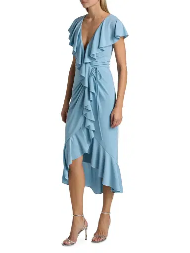 Cinq à Sept Women's Malak Ruffle Wrap Dress - Bluebell | Thumbnail 4 Cinq à Sept Women's Malak Ruffle Wrap Dress - Bluebell | Thumbnail 4
