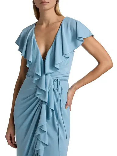 Cinq à Sept Women's Malak Ruffle Wrap Dress - Bluebell | Thumbnail 6 Cinq à Sept Women's Malak Ruffle Wrap Dress - Bluebell | Thumbnail 6
