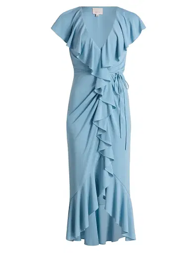 Cinq à Sept Women's Malak Ruffle Wrap Dress - Bluebell | Thumbnail 1 Cinq à Sept Women's Malak Ruffle Wrap Dress - Bluebell | Thumbnail 1