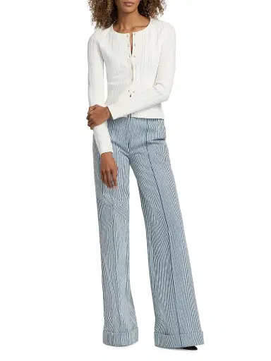 Adam Lippes Women's Faye Compact Jacquard Cardigan - | Thumbnail 2 Adam Lippes Women's Faye Compact Jacquard Cardigan - | Thumbnail 2