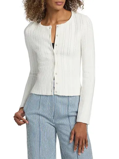 Adam Lippes Women's Faye Compact Jacquard Cardigan - | Thumbnail 3 Adam Lippes Women's Faye Compact Jacquard Cardigan - | Thumbnail 3