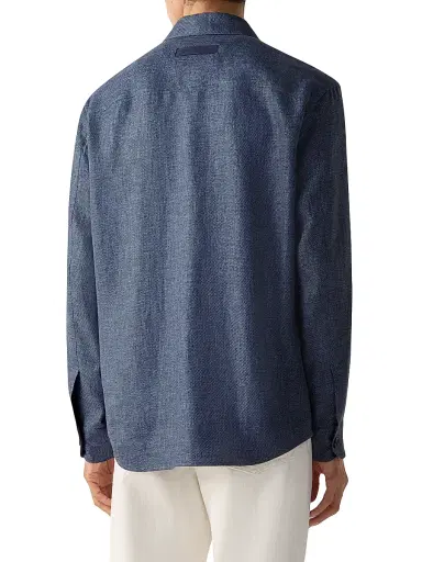 ZEGNA Men's Cashmere Linen and Silk Overshirt - Dark Indigo Blue | Thumbnail 3 ZEGNA Men's Cashmere Linen and Silk Overshirt - Dark Indigo Blue | Thumbnail 3