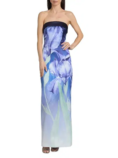 THEIA Women's Cyrilla Floral Strapless Column Gown | Thumbnail 3 THEIA Women's Cyrilla Floral Strapless Column Gown | Thumbnail 3