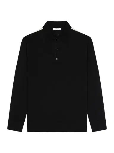 Givenchy Men's Polo Shirt in Wool with Gros Grain Details - Black | Thumbnail 1 Givenchy Men's Polo Shirt in Wool with Gros Grain Details - Black | Thumbnail 1