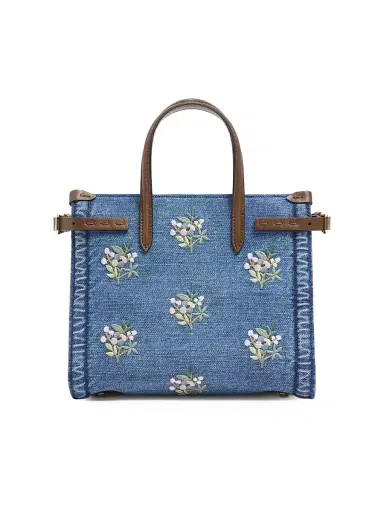Valentino Garavani Women's Antibes Embroidered Shopping Bag in Denim - Denim | Thumbnail 4 Valentino Garavani Women's Antibes Embroidered Shopping Bag in Denim - Denim | Thumbnail 4