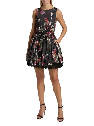 Cinq à Sept Women's Caelia Iris Bouquet Minidress - Black Multi | Thumbnail 2 Cinq à Sept Women's Caelia Iris Bouquet Minidress - Black Multi | Thumbnail 2