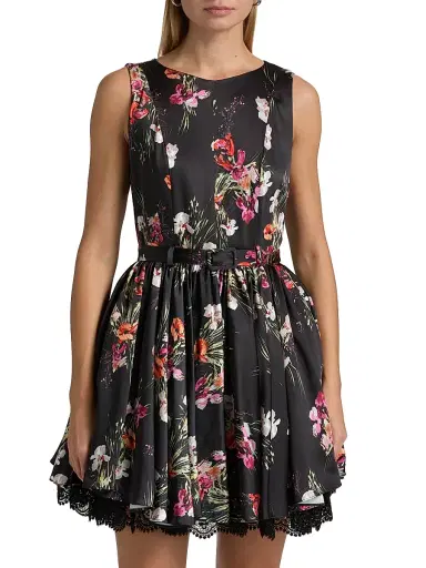 Cinq à Sept Women's Caelia Iris Bouquet Minidress - Black Multi | Thumbnail 3 Cinq à Sept Women's Caelia Iris Bouquet Minidress - Black Multi | Thumbnail 3
