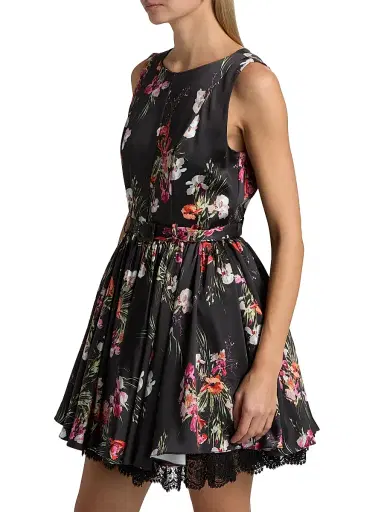 Cinq à Sept Women's Caelia Iris Bouquet Minidress - Black Multi | Thumbnail 4 Cinq à Sept Women's Caelia Iris Bouquet Minidress - Black Multi | Thumbnail 4