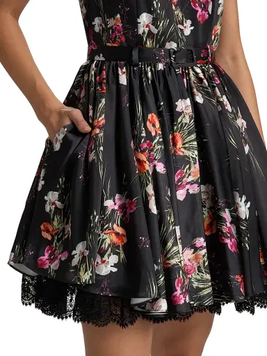 Cinq à Sept Women's Caelia Iris Bouquet Minidress - Black Multi | Thumbnail 6 Cinq à Sept Women's Caelia Iris Bouquet Minidress - Black Multi | Thumbnail 6