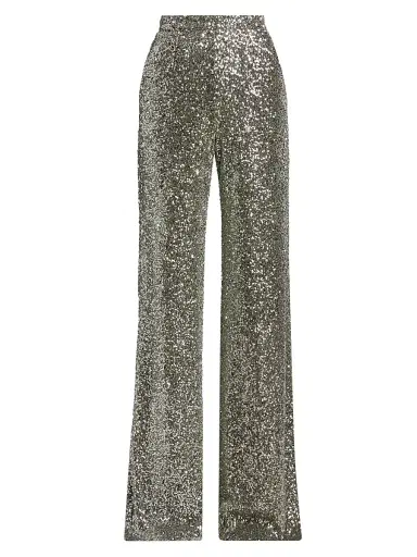 Badgley Mischka Women's Sequined High-Rise Wide-Leg Evening Pants - Gunmetal | Thumbnail 1 Badgley Mischka Women's Sequined High-Rise Wide-Leg Evening Pants - Gunmetal | Thumbnail 1