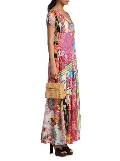 Johnny Was Women's Magnolia Patchwork Silk Maxi Dress - Magnolia Patchwork | Thumbnail 4 Johnny Was Women's Magnolia Patchwork Silk Maxi Dress - Magnolia Patchwork | Thumbnail 4