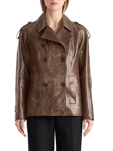 Mackage Women's Dolores Snake-Embossed Leather Jacket - Umber - Size XL | Thumbnail 3 Mackage Women's Dolores Snake-Embossed Leather Jacket - Umber - Size XL | Thumbnail 3