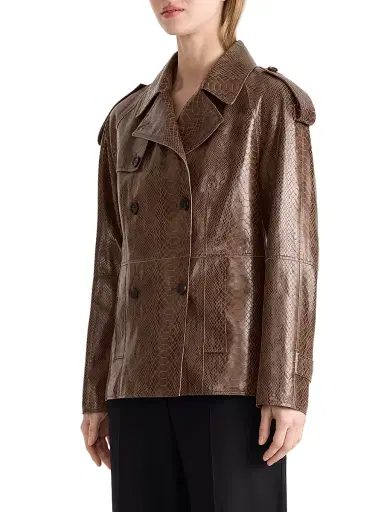 Mackage Women's Dolores Snake-Embossed Leather Jacket - Umber - Size XL | Thumbnail 4 Mackage Women's Dolores Snake-Embossed Leather Jacket - Umber - Size XL | Thumbnail 4
