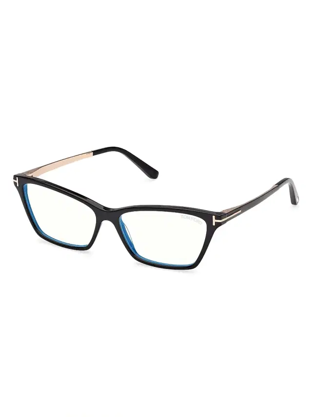 Women's 56MM Blue Block Rectangular Eyeglasses - Black Rose Gold Women's 56MM Blue Block Rectangular Eyeglasses - Black Rose Gold