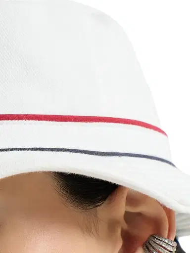 Brunello Cucinelli Women's Techno Cotton Pique Bucket Hat with Logo - White | Thumbnail 4 Brunello Cucinelli Women's Techno Cotton Pique Bucket Hat with Logo - White | Thumbnail 4