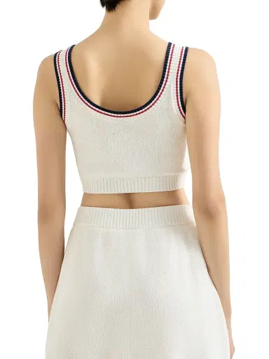 Brunello Cucinelli Women's Cotton Piqué Effect Knit Crop Top - Panama | Thumbnail 3 Brunello Cucinelli Women's Cotton Piqué Effect Knit Crop Top - Panama | Thumbnail 3