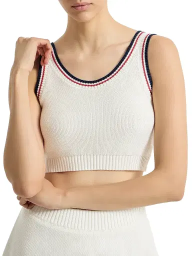 Brunello Cucinelli Women's Cotton Piqué Effect Knit Crop Top - Panama | Thumbnail 4 Brunello Cucinelli Women's Cotton Piqué Effect Knit Crop Top - Panama | Thumbnail 4