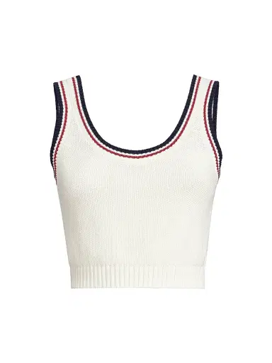 Brunello Cucinelli Women's Cotton Piqué Effect Knit Crop Top - Panama | Thumbnail 1 Brunello Cucinelli Women's Cotton Piqué Effect Knit Crop Top - Panama | Thumbnail 1