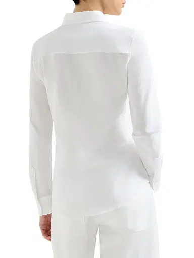 Brunello Cucinelli Women's Stretch Cotton Piqué Shirt with Logo - White | Thumbnail 3 Brunello Cucinelli Women's Stretch Cotton Piqué Shirt with Logo - White | Thumbnail 3