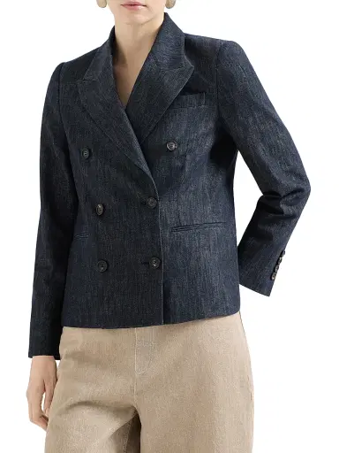 Brunello Cucinelli Women's Cotton Denim Effect Twill Blazer - Dark Denim - Size 0 | Thumbnail 2 Brunello Cucinelli Women's Cotton Denim Effect Twill Blazer - Dark Denim - Size 0 | Thumbnail 2