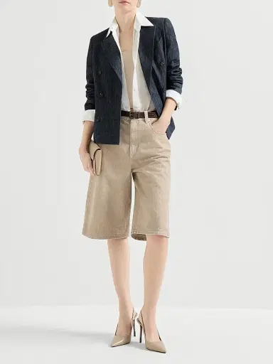 Brunello Cucinelli Women's Cotton Denim Effect Twill Blazer - Dark Denim - Size 0 | Thumbnail 6 Brunello Cucinelli Women's Cotton Denim Effect Twill Blazer - Dark Denim - Size 0 | Thumbnail 6