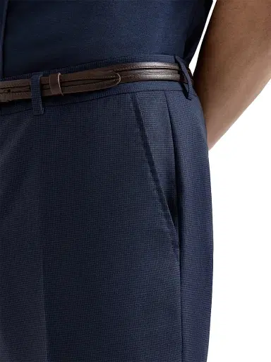 Brunello Cucinelli Men's Virgin Wool Houndstooth Trousers - Navy Blue - Size 40 | Thumbnail 5 Brunello Cucinelli Men's Virgin Wool Houndstooth Trousers - Navy Blue - Size 40 | Thumbnail 5