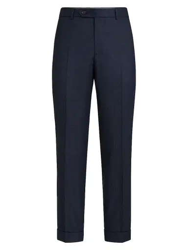 Brunello Cucinelli Men's Virgin Wool Houndstooth Trousers - Navy Blue - Size 40 | Thumbnail 1 Brunello Cucinelli Men's Virgin Wool Houndstooth Trousers - Navy Blue - Size 40 | Thumbnail 1