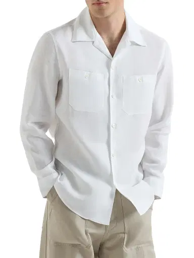 Brunello Cucinelli Men's Linen Easy Fit Shirt with Chest Pockets - White - Size XXXL | Thumbnail 2 Brunello Cucinelli Men's Linen Easy Fit Shirt with Chest Pockets - White - Size XXXL | Thumbnail 2