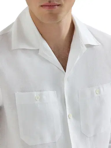 Brunello Cucinelli Men's Linen Easy Fit Shirt with Chest Pockets - White - Size XXXL | Thumbnail 5 Brunello Cucinelli Men's Linen Easy Fit Shirt with Chest Pockets - White - Size XXXL | Thumbnail 5