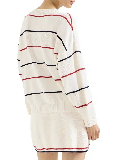 Brunello Cucinelli Women's Cotton Textured Stripe Sweater - Panama | Thumbnail 3 Brunello Cucinelli Women's Cotton Textured Stripe Sweater - Panama | Thumbnail 3
