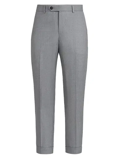 Brunello Cucinelli Men's Virgin Wool and Silk Lightweight Hopsack Trousers - Grey - Size 40 | Thumbnail 1 Brunello Cucinelli Men's Virgin Wool and Silk Lightweight Hopsack Trousers - Grey - Size 40 | Thumbnail 1