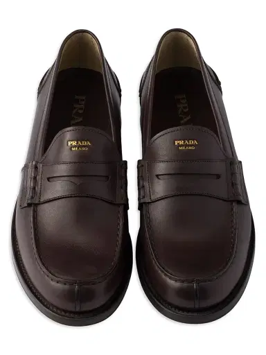 Prada Men's Leather Loafers - Brown | Thumbnail 2 Prada Men's Leather Loafers - Brown | Thumbnail 2