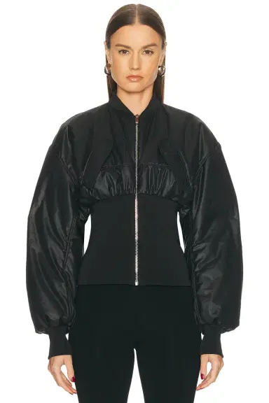 Atlein Ribbed Waist Bomber Jacket | Thumbnail 1 Atlein Ribbed Waist Bomber Jacket | Thumbnail 1