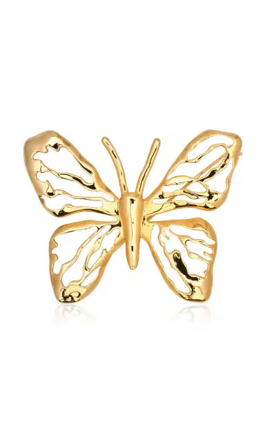 Oscar de la Renta Gold-Tone Lace Butterfly Brooch | Thumbnail 1 Oscar de la Renta Gold-Tone Lace Butterfly Brooch | Thumbnail 1
